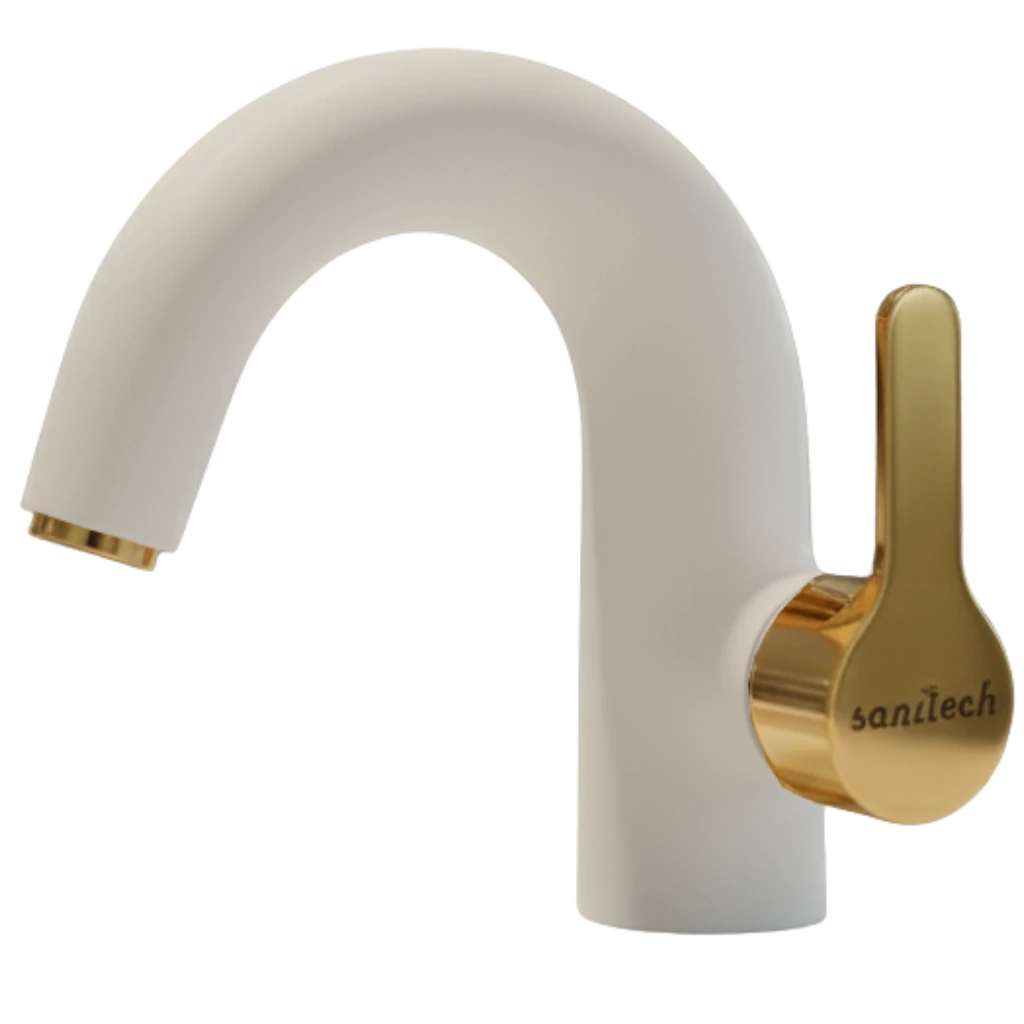 Acme - Basin Mixer - White & Gold