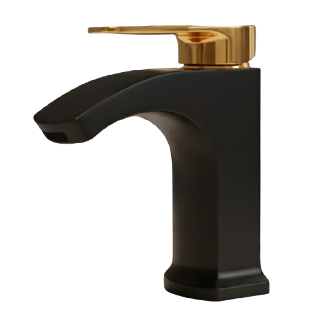 Flow - Basin Mixer - Black & Gold