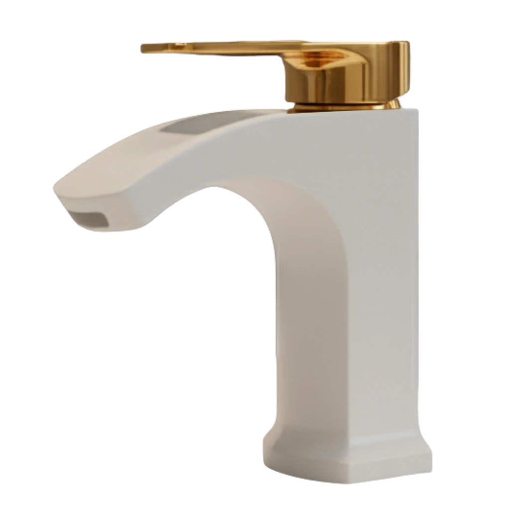 Flow - Basin Mixer - White & Gold