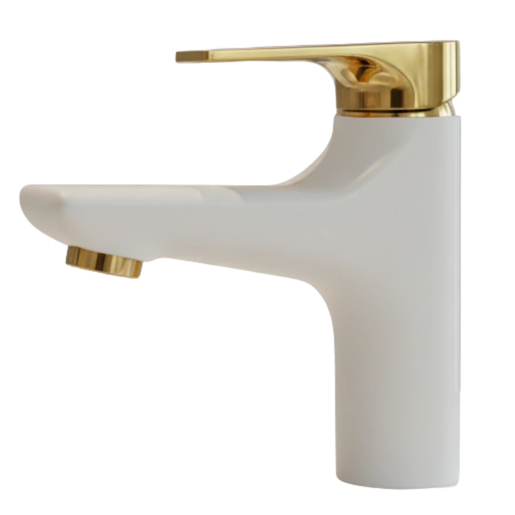 Gist - Basin Mixer - White & Gold