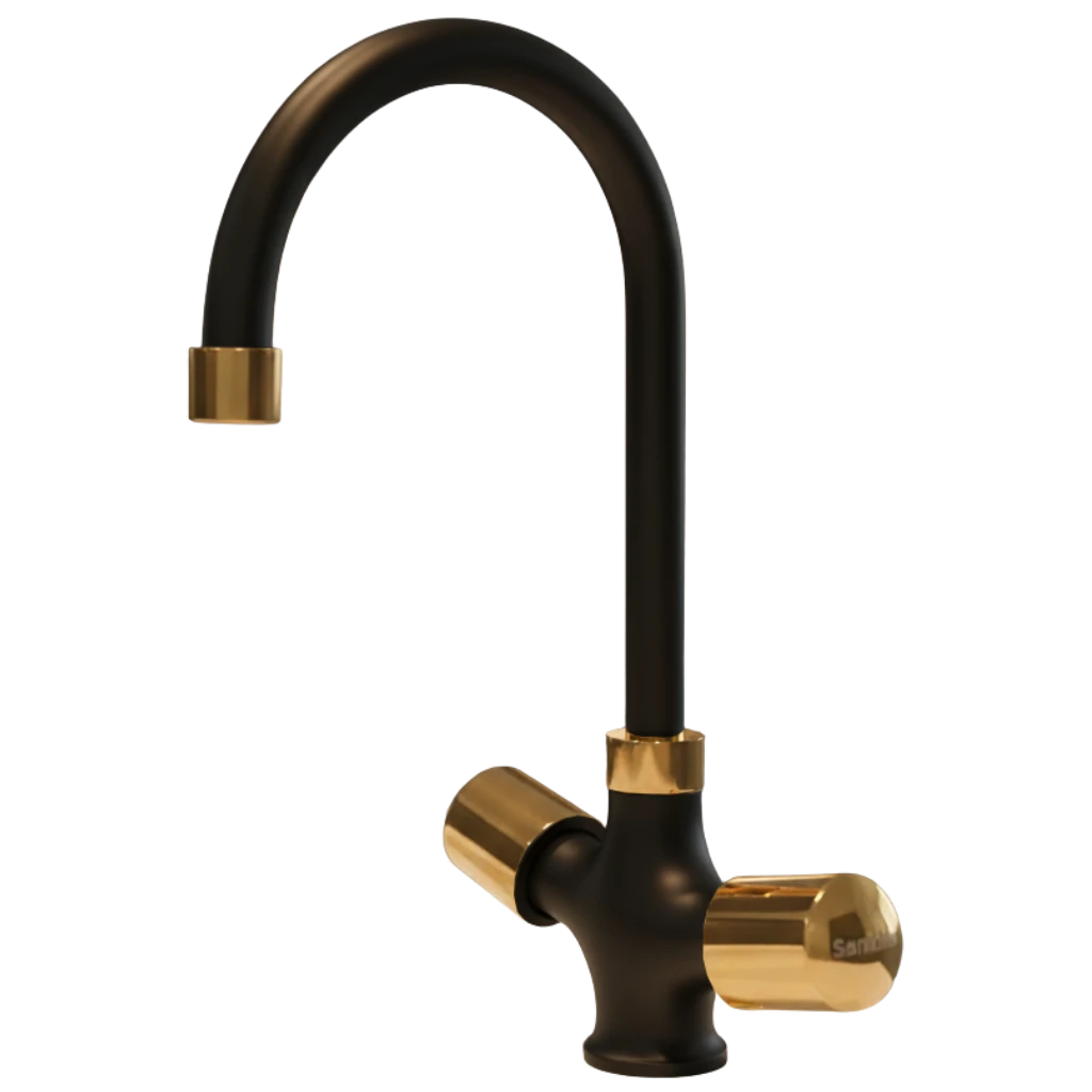 Leo - Basin Mixer - Black & Gold Leo - Basin Mixer - Black & Gold