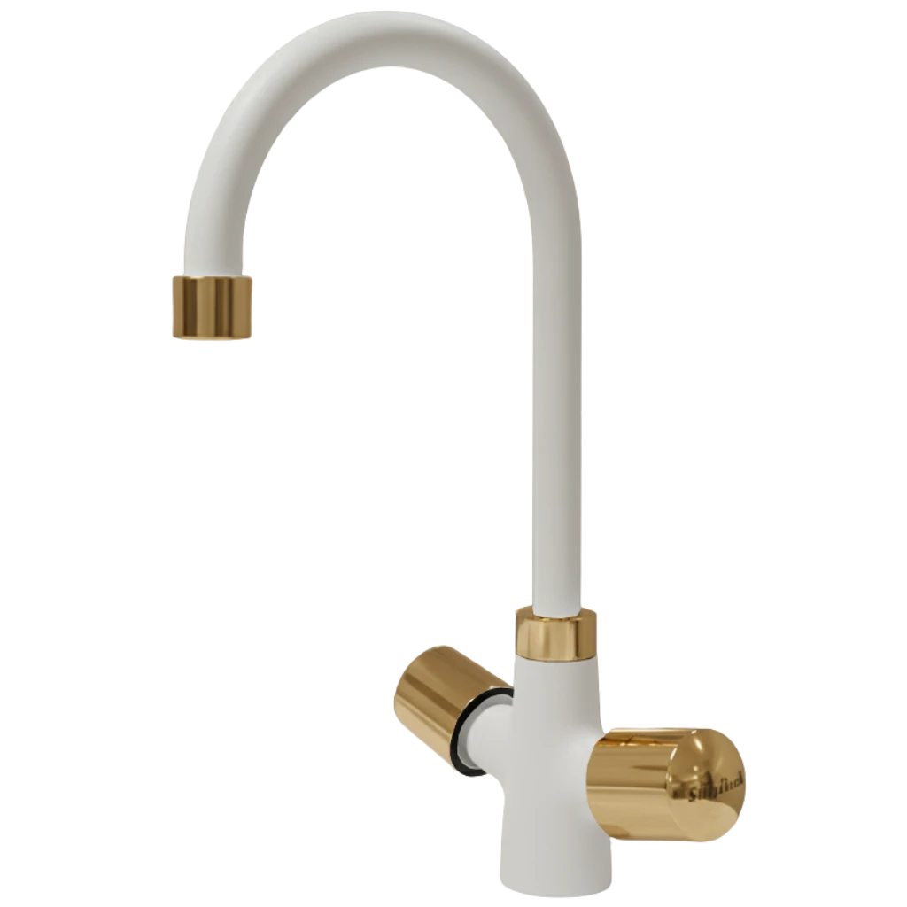 Scorpio - Basin Mixer - White & Gold Scorpio - Basin Mixer - White & Gold