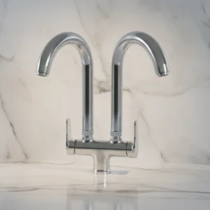 Twin - Deck Mixer in Daylight on Marble