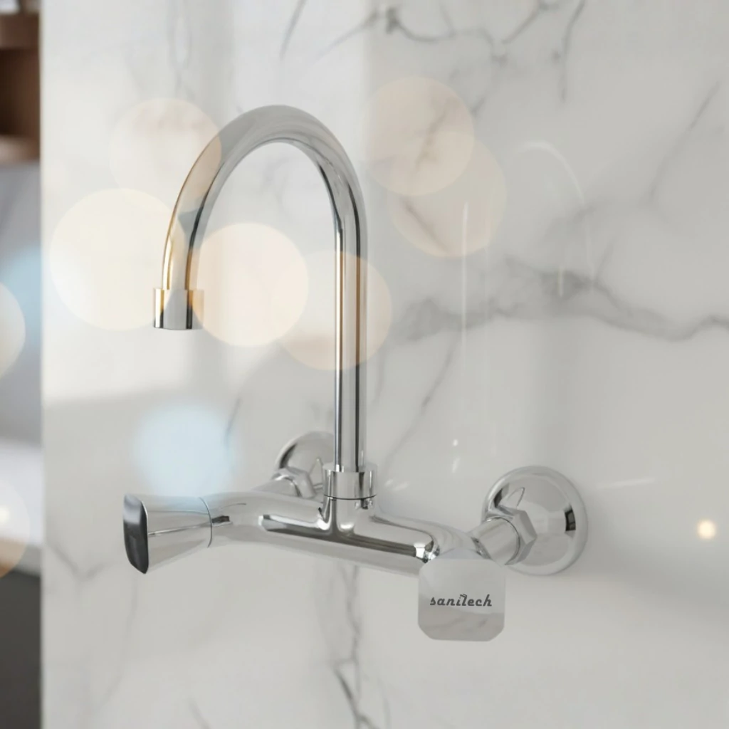 Curvy Wall Mixer in Daylight on Wall