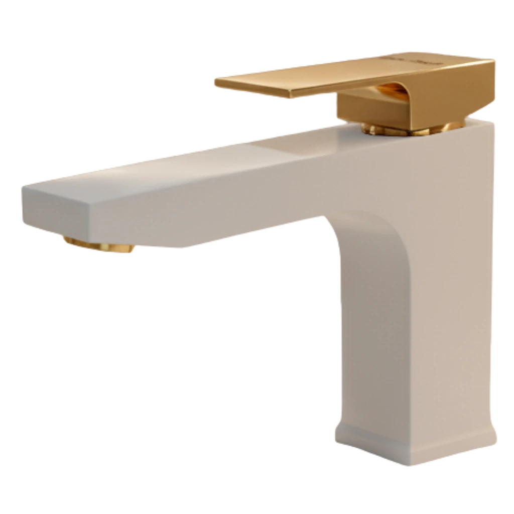 Valor - Basin Mixer - White & Gold Valor - Basin Mixer - White & Gold