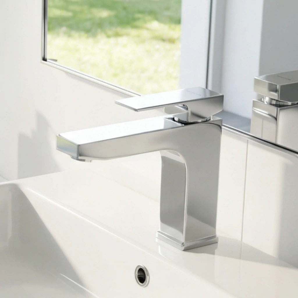 Valor Basin Mixer in Bathroom in Daylight Valor Basin Mixer in Bathroom in Daylight