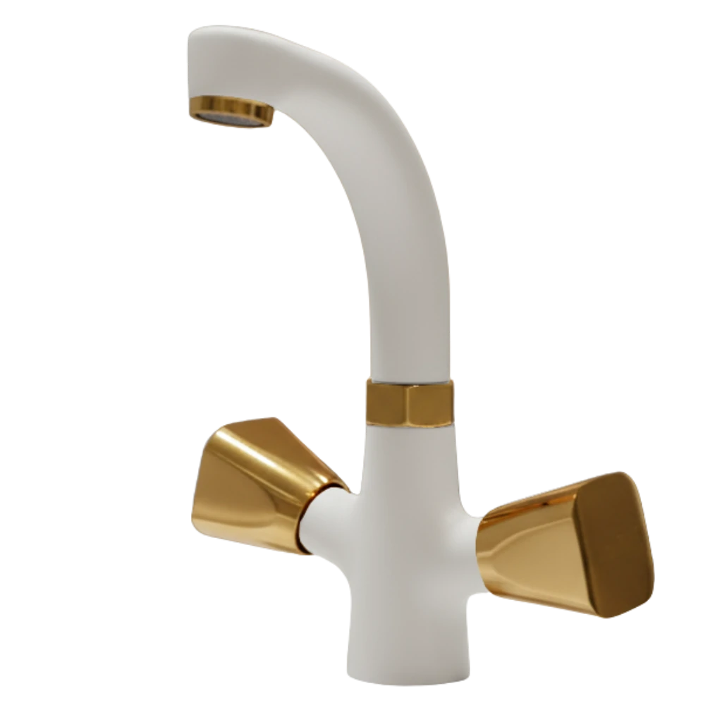 Virgo - Basin Mixer - White and Gold